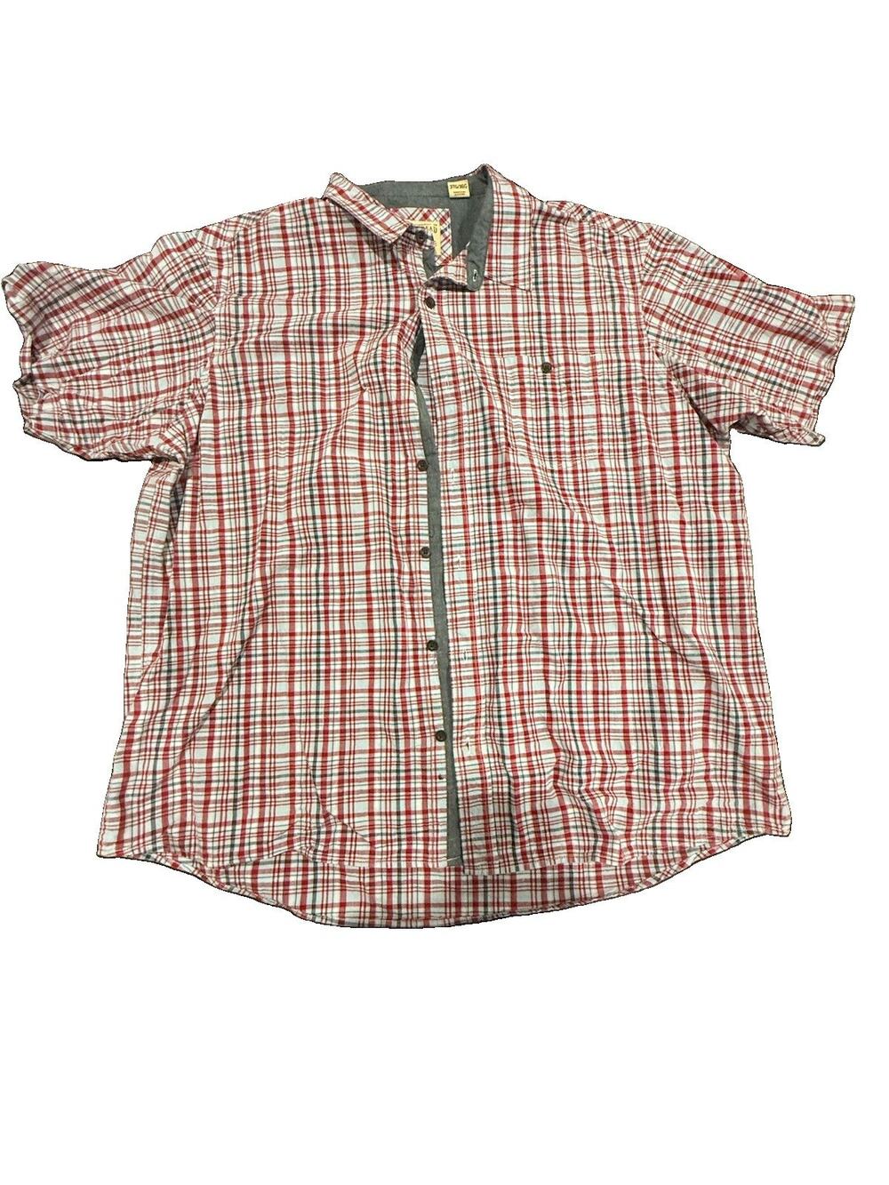 RedHead Plaid Button Up Shirt Men’s 3XL Red Gray Short Sleeve Outdoor Fishing